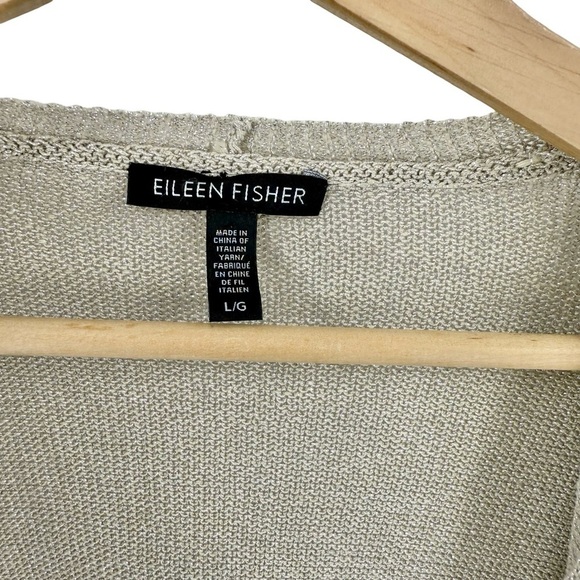 Eileen Fisher Recycled Cotton Metallic Thread Open Cardigan Sz L - Picture 7 of 12